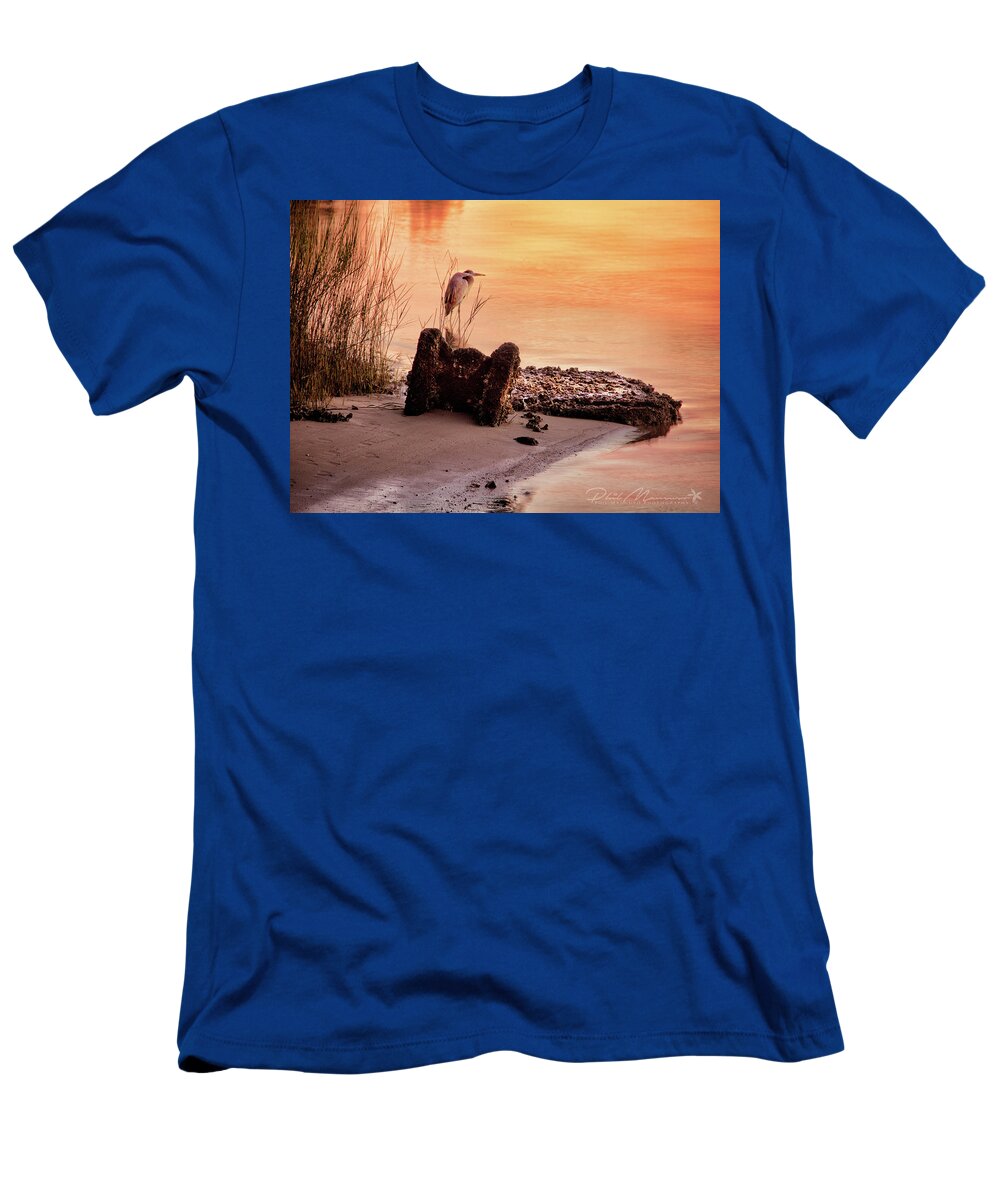  T-Shirt featuring the photograph Heron On The Rocks by Phil Mancuso