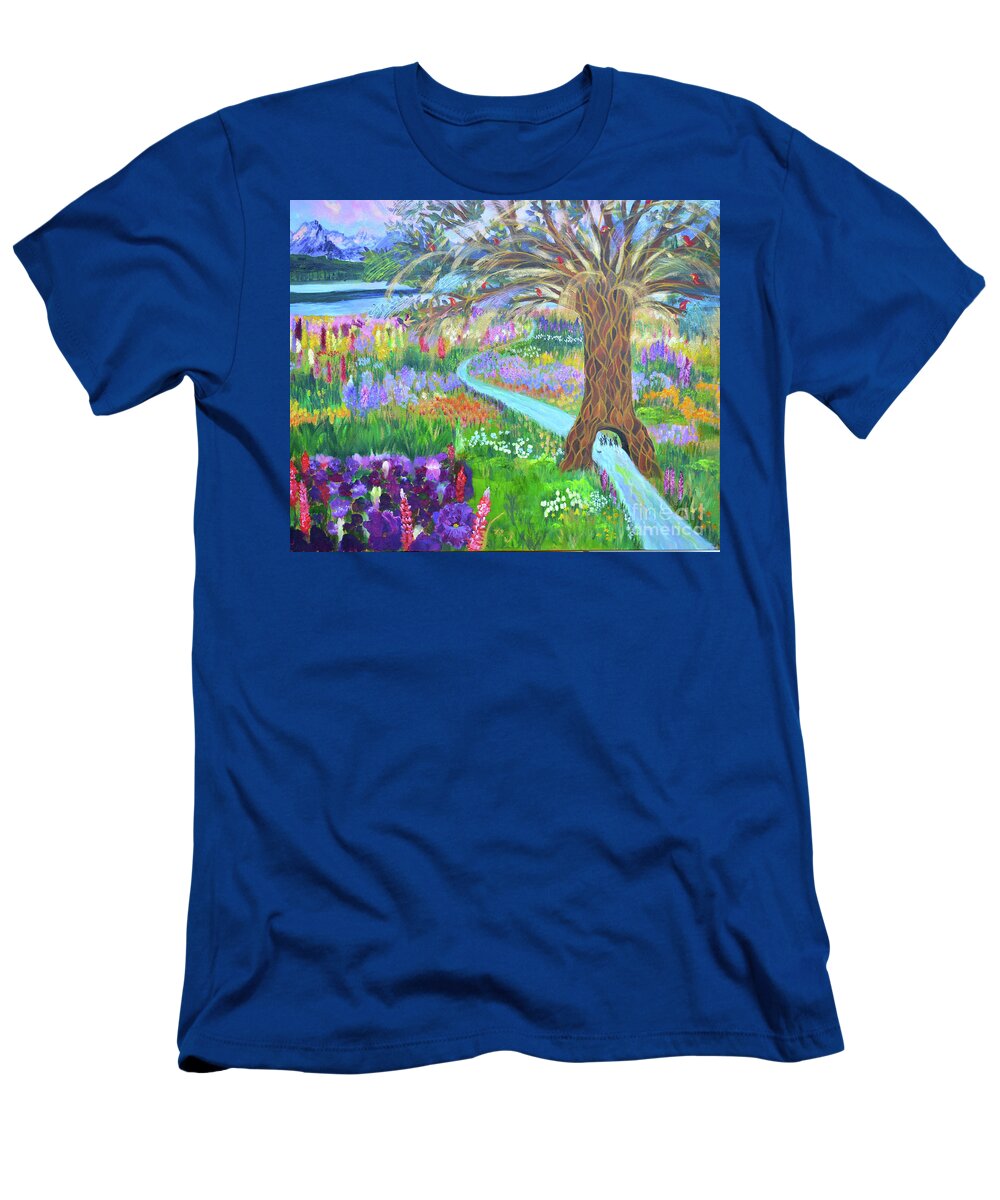 God T-Shirt featuring the painting Hesed His Steadfast Love by Anne Cameron Cutri