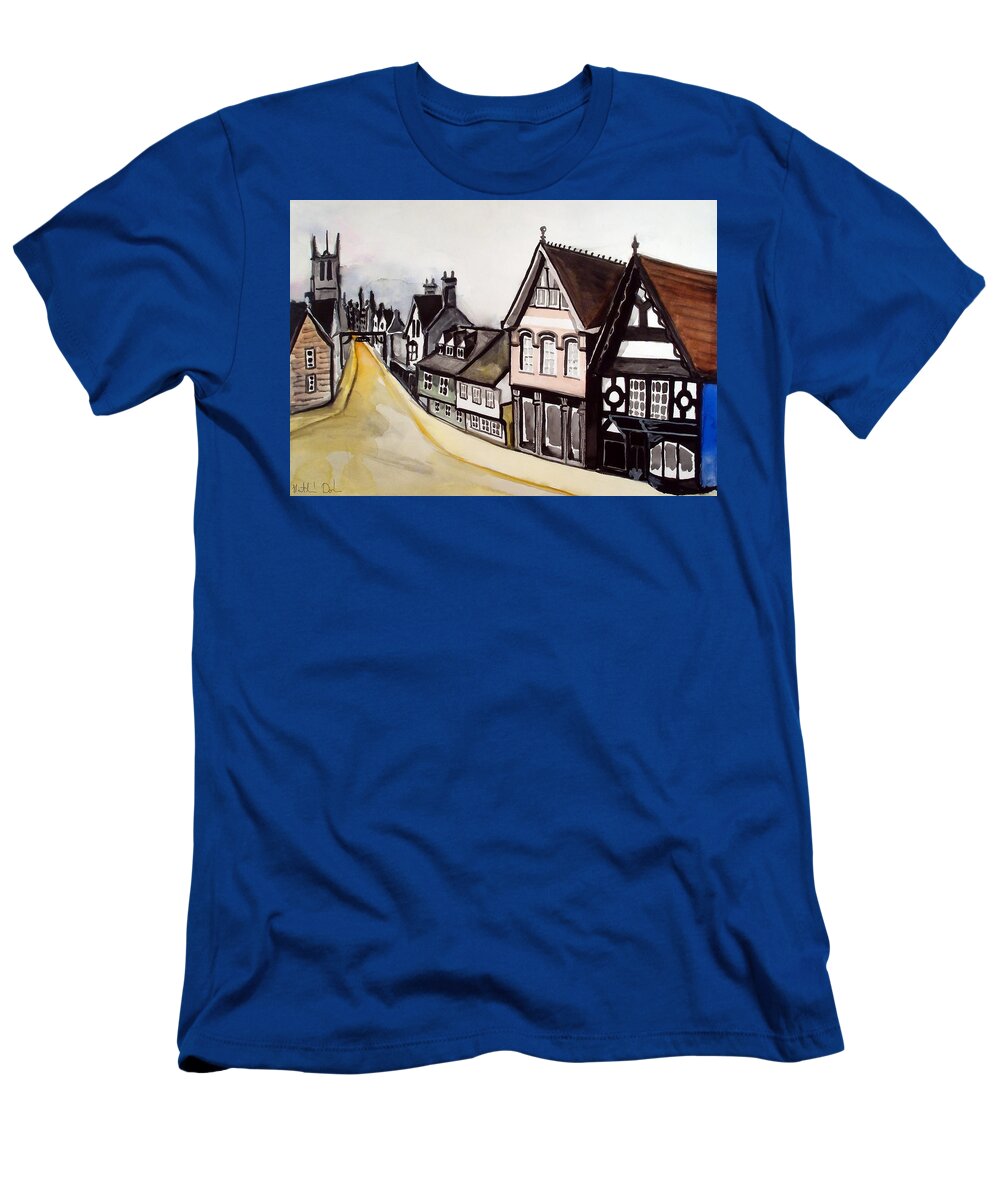 Stamford T-Shirt featuring the painting High Street of Stamford in England by Dora Hathazi Mendes