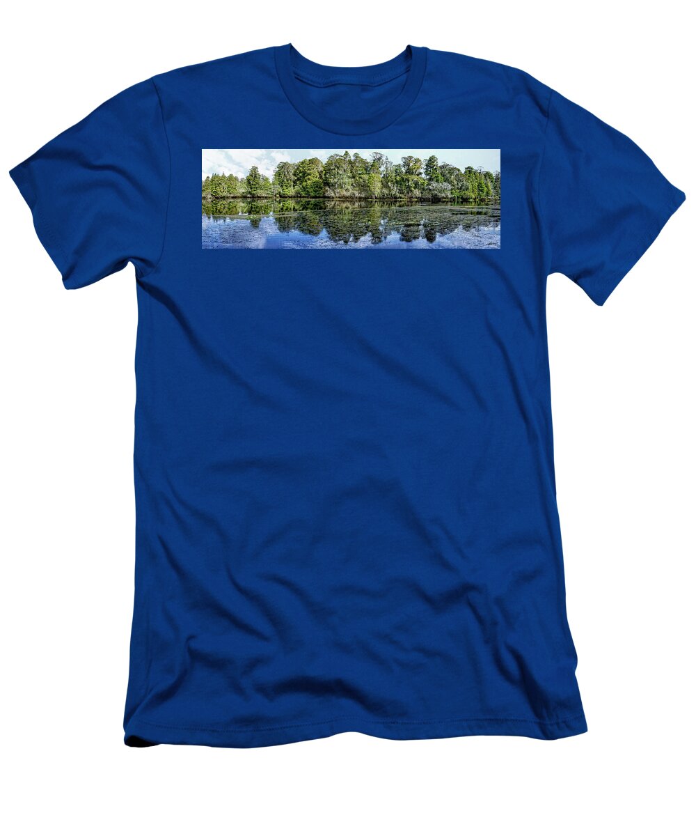 Panorama T-Shirt featuring the photograph Hillsborough River Panorama 1 by John Trommer