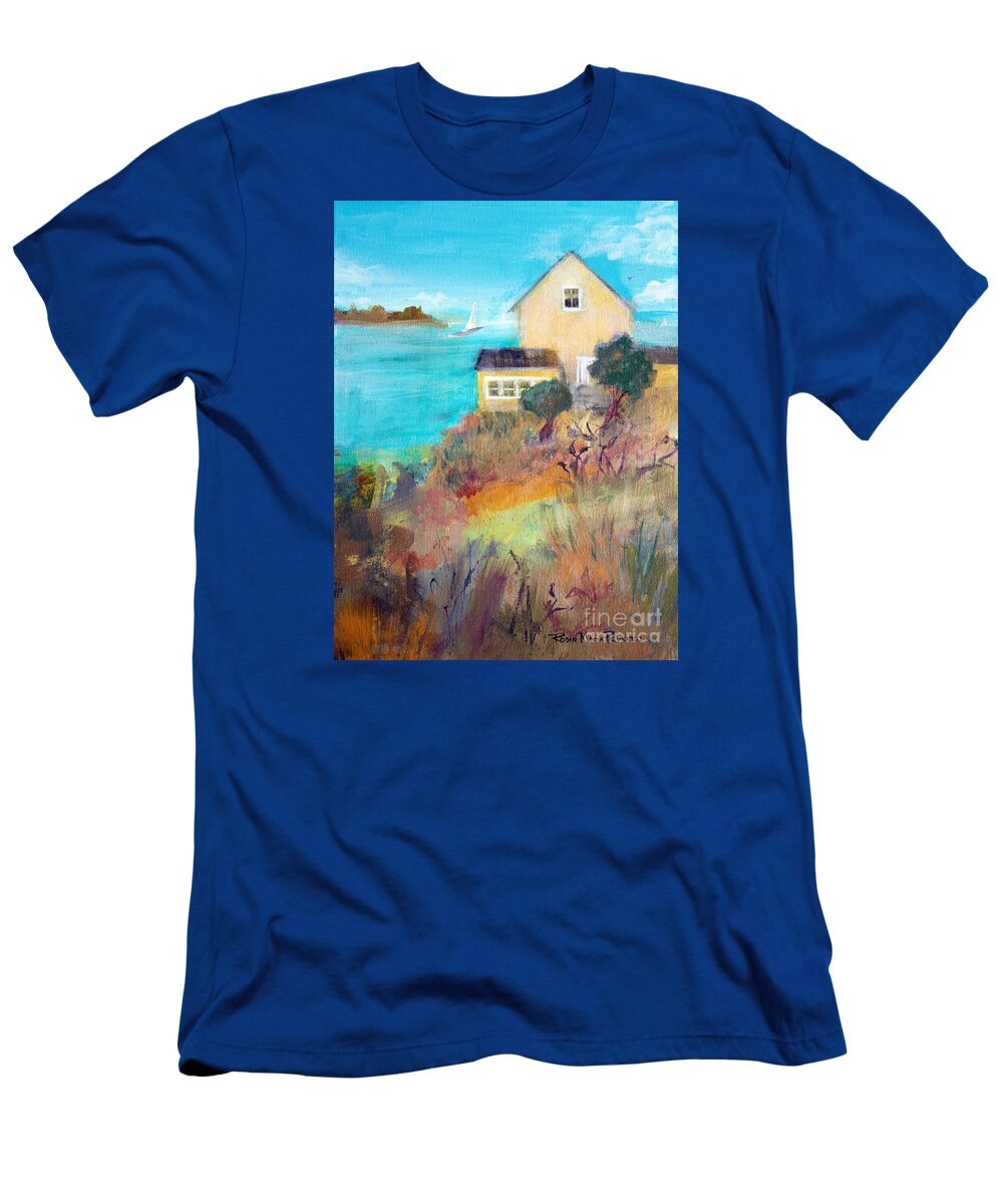 Home T-Shirt featuring the painting Home By The Sea by Robin Pedrero