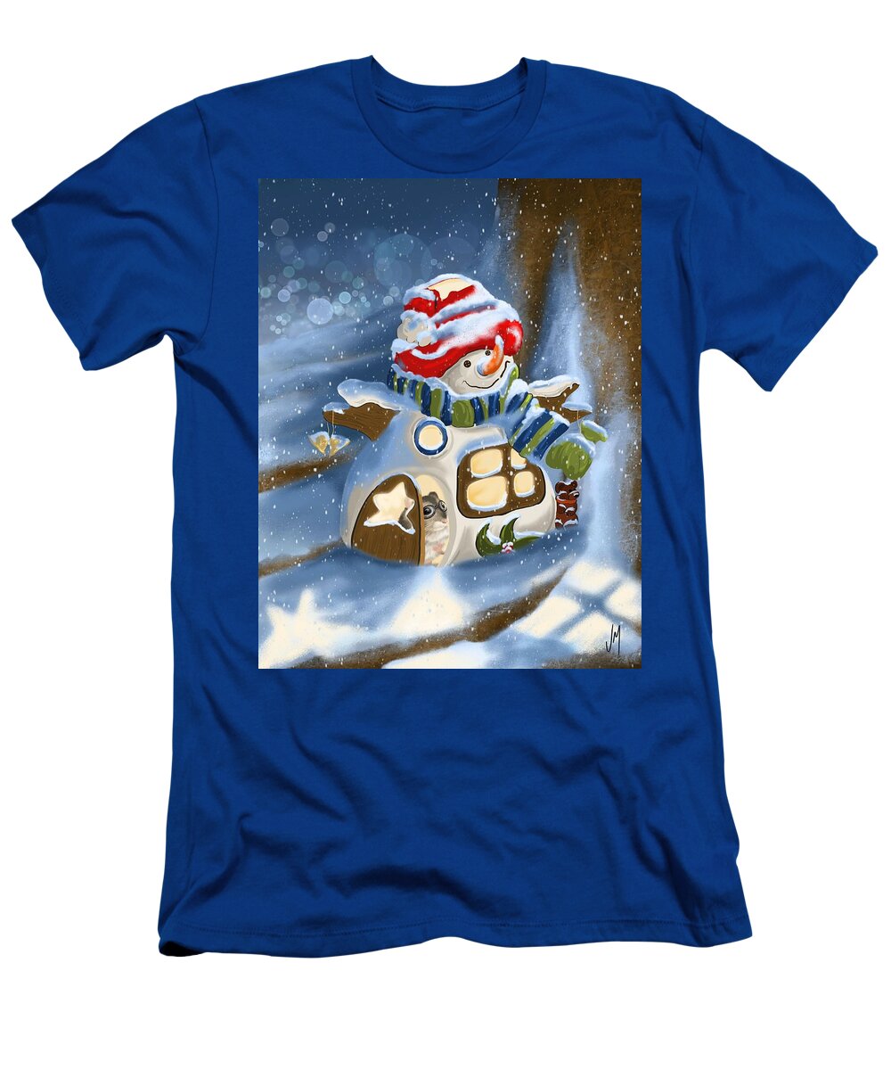 Christmas T-Shirt featuring the painting Home sweet home by Veronica Minozzi