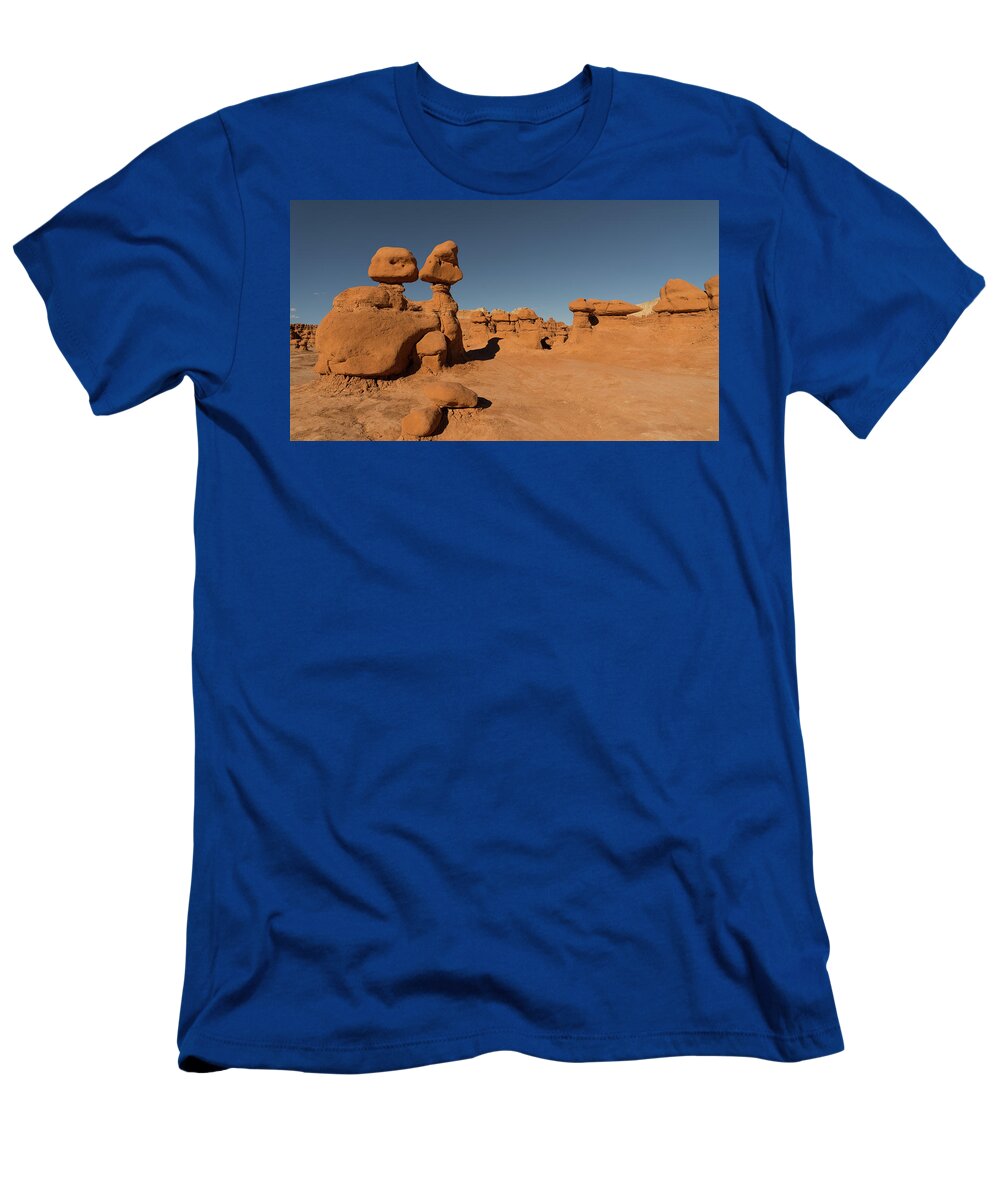 Utah T-Shirt featuring the photograph Hoodoo Buddies Goblin Valley State Park Utah by Lawrence S Richardson Jr