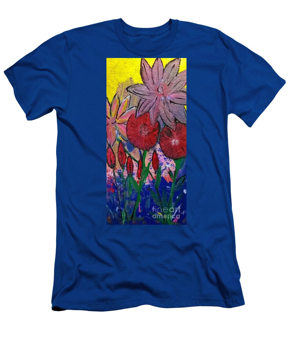 Flowers Flower Abstract T-Shirt featuring the painting Hope for Spring by James and Donna Daugherty