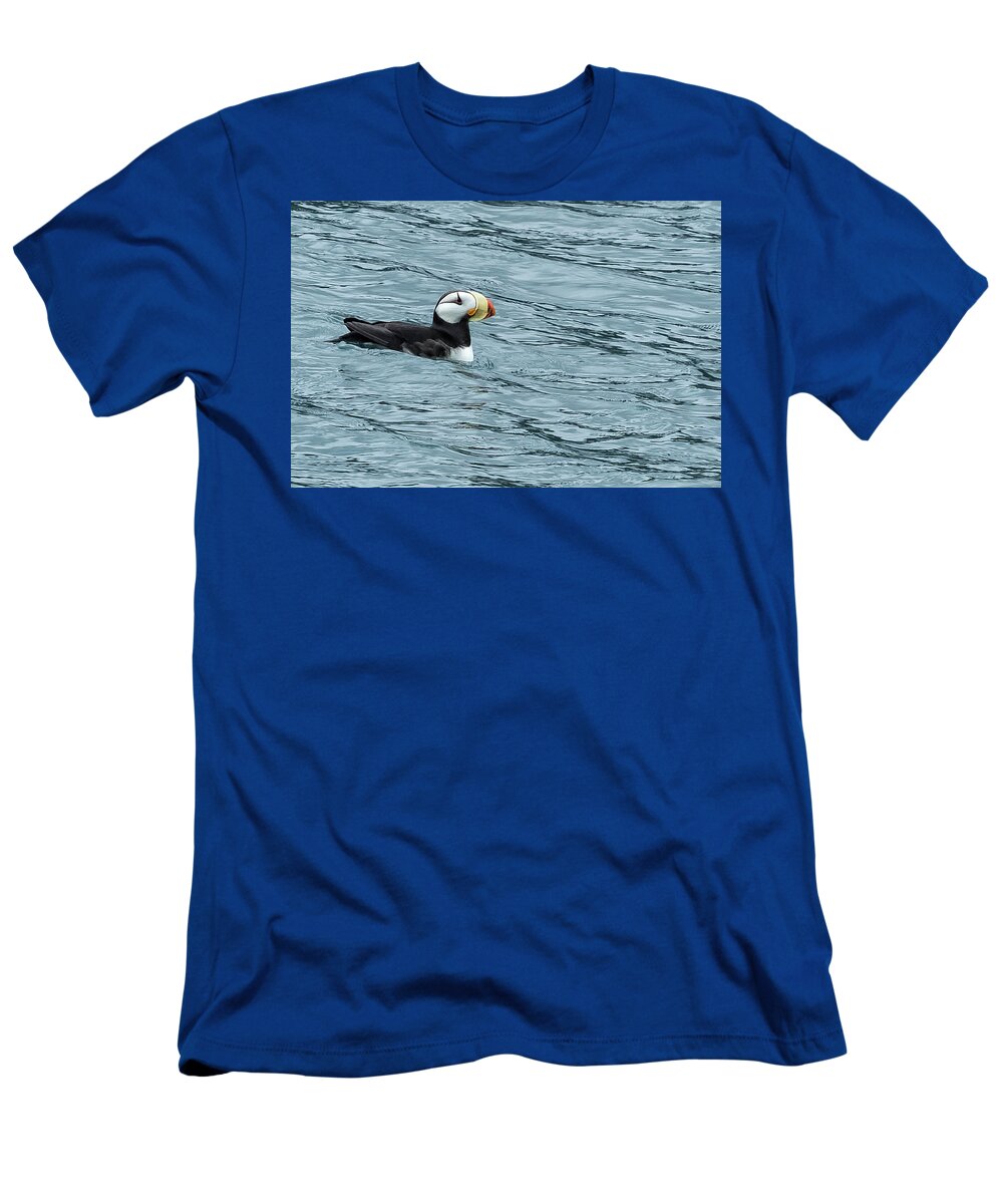 Horned Puffin T-Shirt featuring the photograph Horned Puffin, No. 1 by Belinda Greb