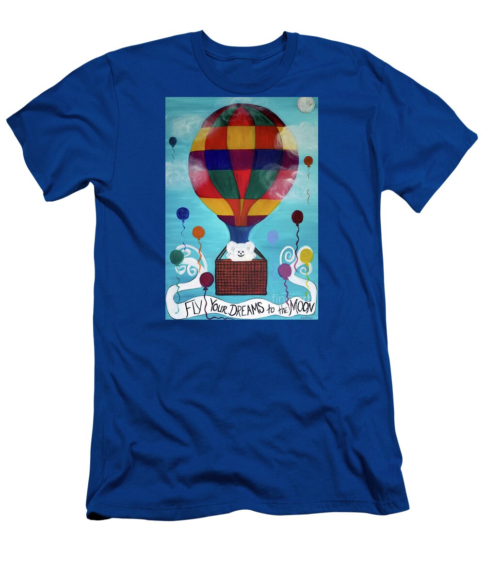 Hot Air Balloon T-Shirt featuring the painting Hot Bear Balloon by Artist Linda Marie