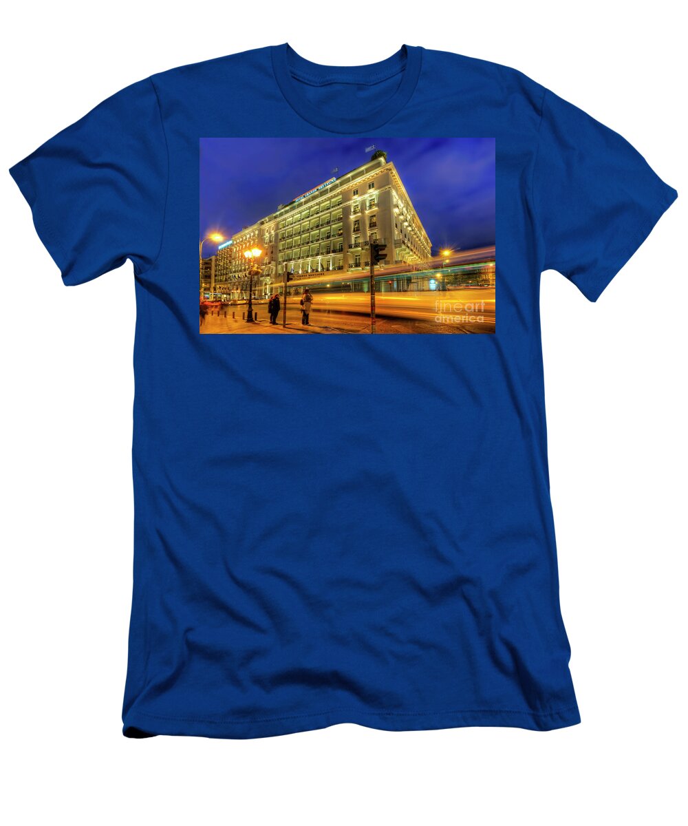 Yhun Suarez T-Shirt featuring the photograph Hotel Grande Bretagne - Athens by Yhun Suarez