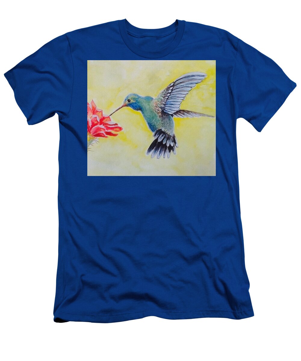 Hummingbird T-Shirt featuring the painting Hummingbird 2 by Pechez Sepehri