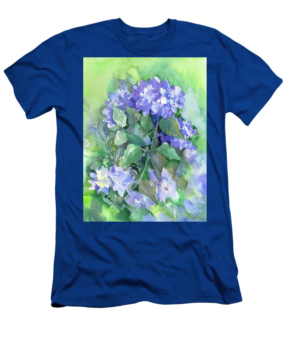 Hydrangea T-Shirt featuring the painting Hydrangea by Suren Nersisyan