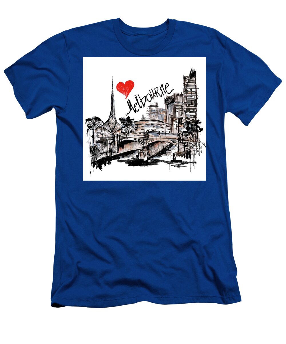 I Love Melbourne T-Shirt featuring the drawing I love Melbourne by Sladjana Lazarevic