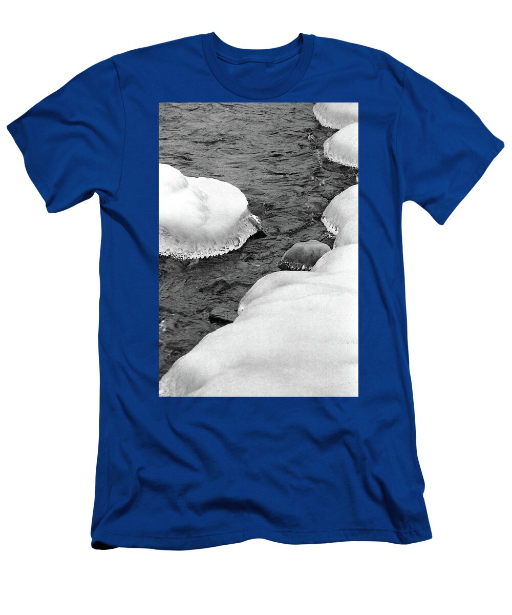 Abstract T-Shirt featuring the digital art Ice And Snow By The Water by Lyle Crump
