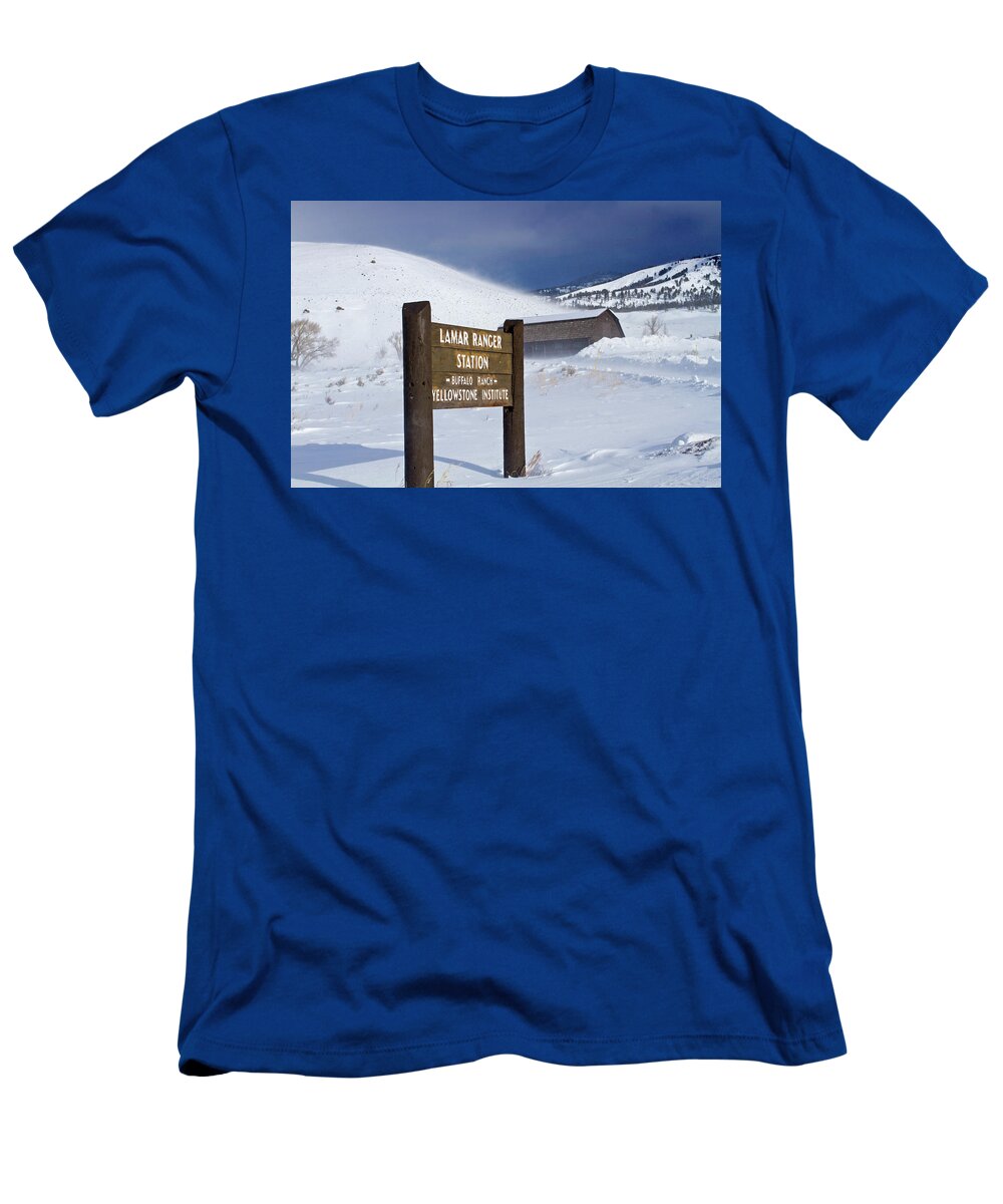 Yellowstone T-Shirt featuring the photograph Ice Cold Lamar Valley by Mark Miller