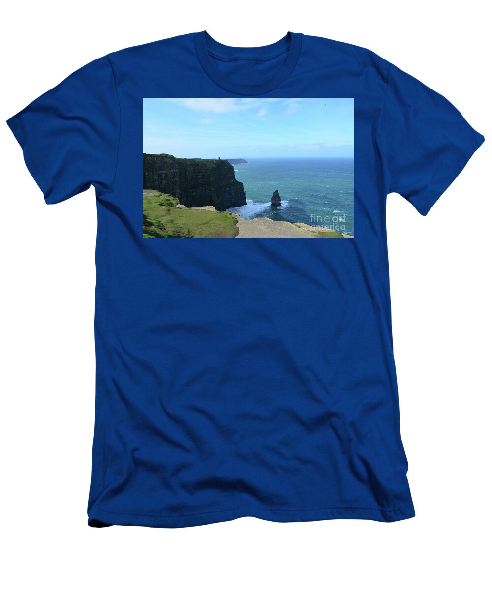 Needle T-Shirt featuring the photograph Iconic Needle Rock Formation and the Cliff's of Moher by DejaVu Designs