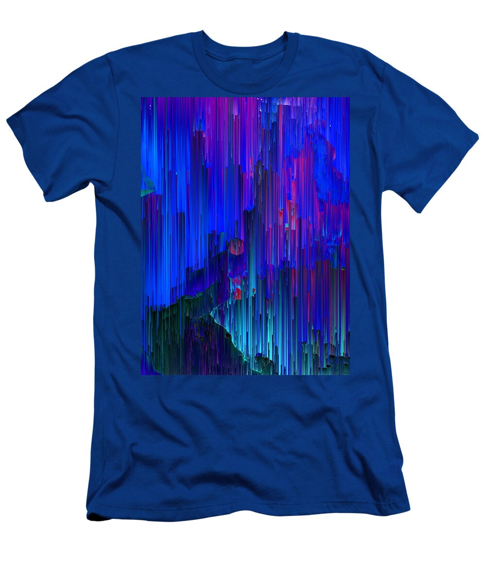Blue T-Shirt featuring the digital art In the Midst - Pixel Art by Jennifer Walsh