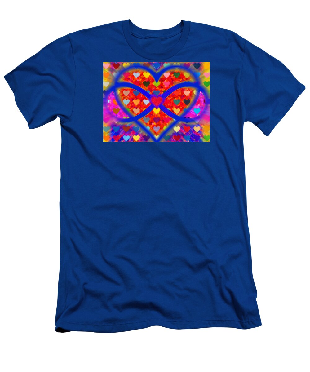 Heart T-Shirt featuring the painting Infinity Love Heart Red by Tony Rubino