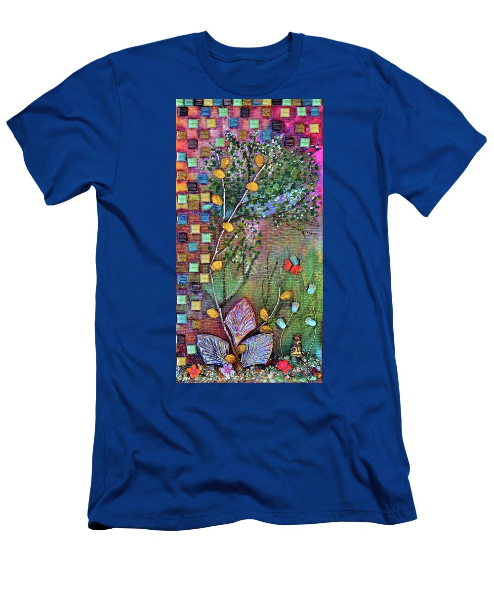 Mixed Media Art T-Shirt featuring the mixed media Inside The Garden Wall by Donna Blackhall