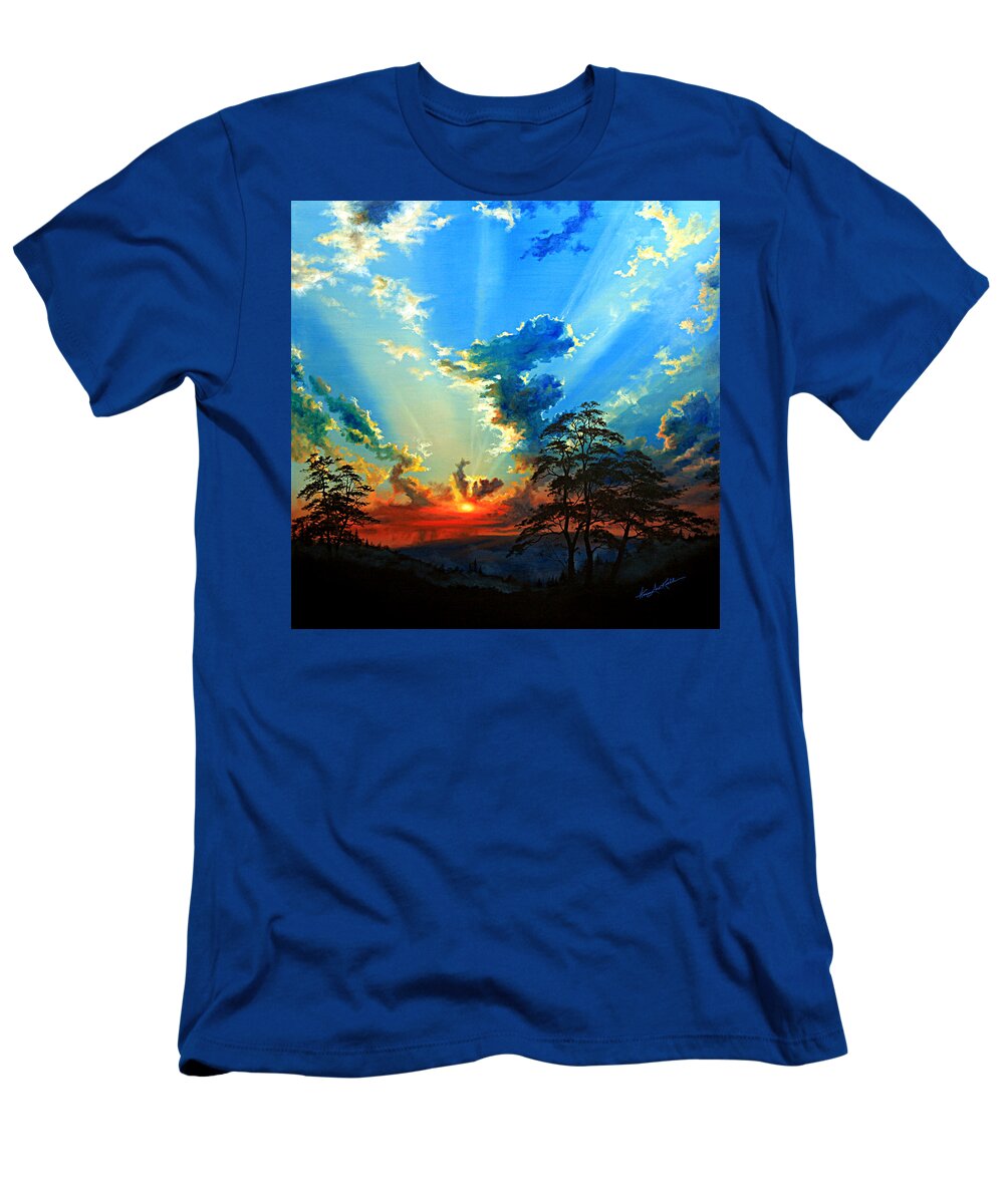 Sunset T-Shirt featuring the painting Inspiration by Hanne Lore Koehler