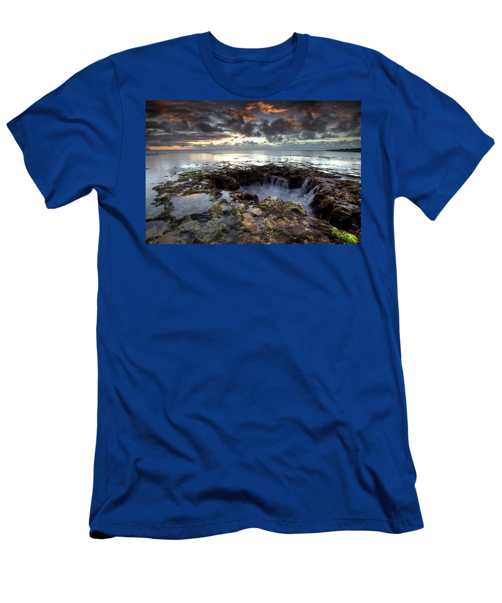 Oahu Sharks Cove Hawaii Seascape Fine Art Photography Shoreline T-Shirt featuring the photograph Into The Abyss by James Roemmling