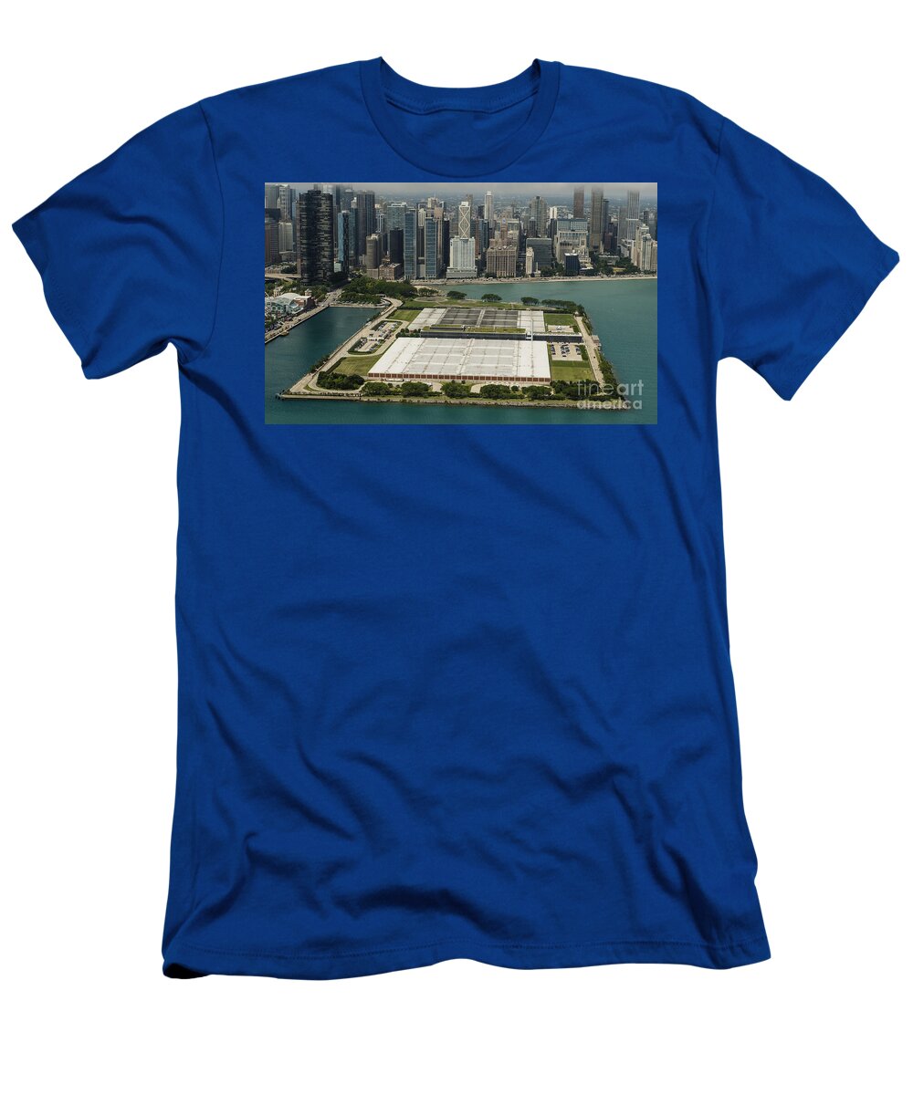 Jardine Water Purification Plant T-Shirt featuring the photograph Jardine Water Purification Plant in Chicago Aerial Photo by David Oppenheimer
