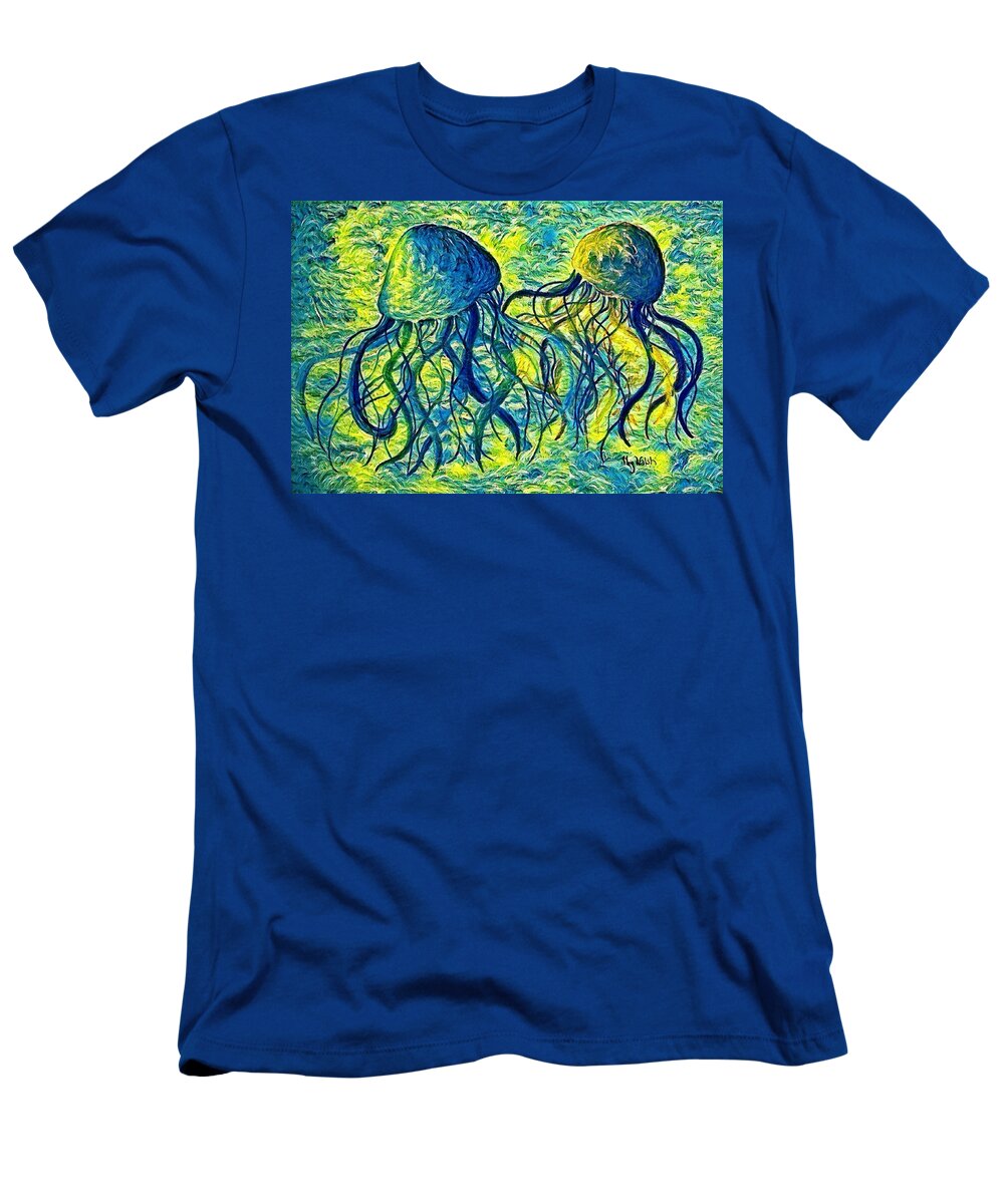 Jellyfish T-Shirt featuring the digital art Jellyfish digital 7 by Megan Walsh