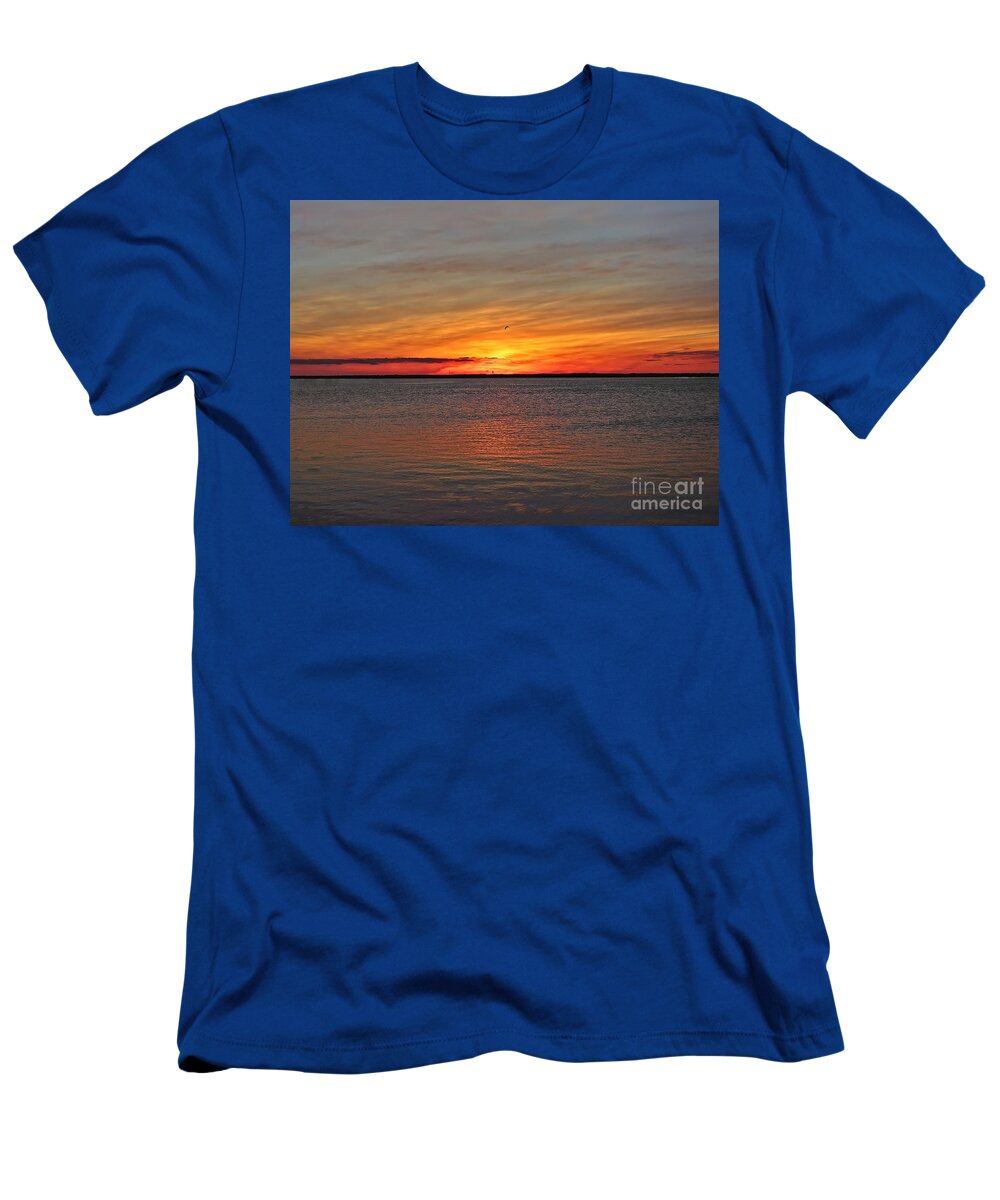 Sunrise T-Shirt featuring the photograph Jersey Shore Sunset HDR by Jeff Breiman