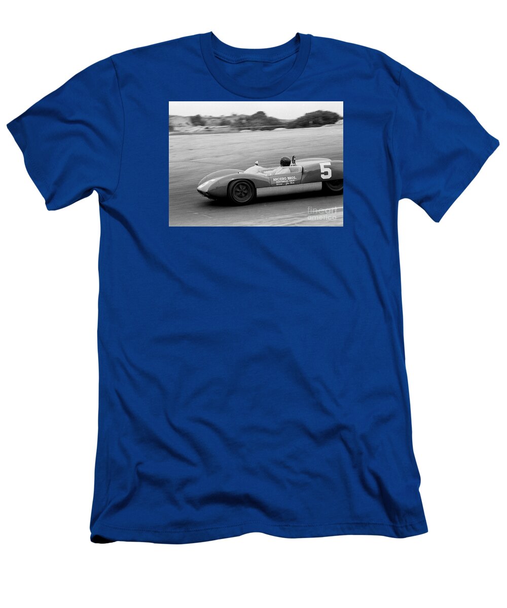 Jim Clark T-Shirt featuring the photograph Jim Clark Laguna seca by Robert K Blaisdell