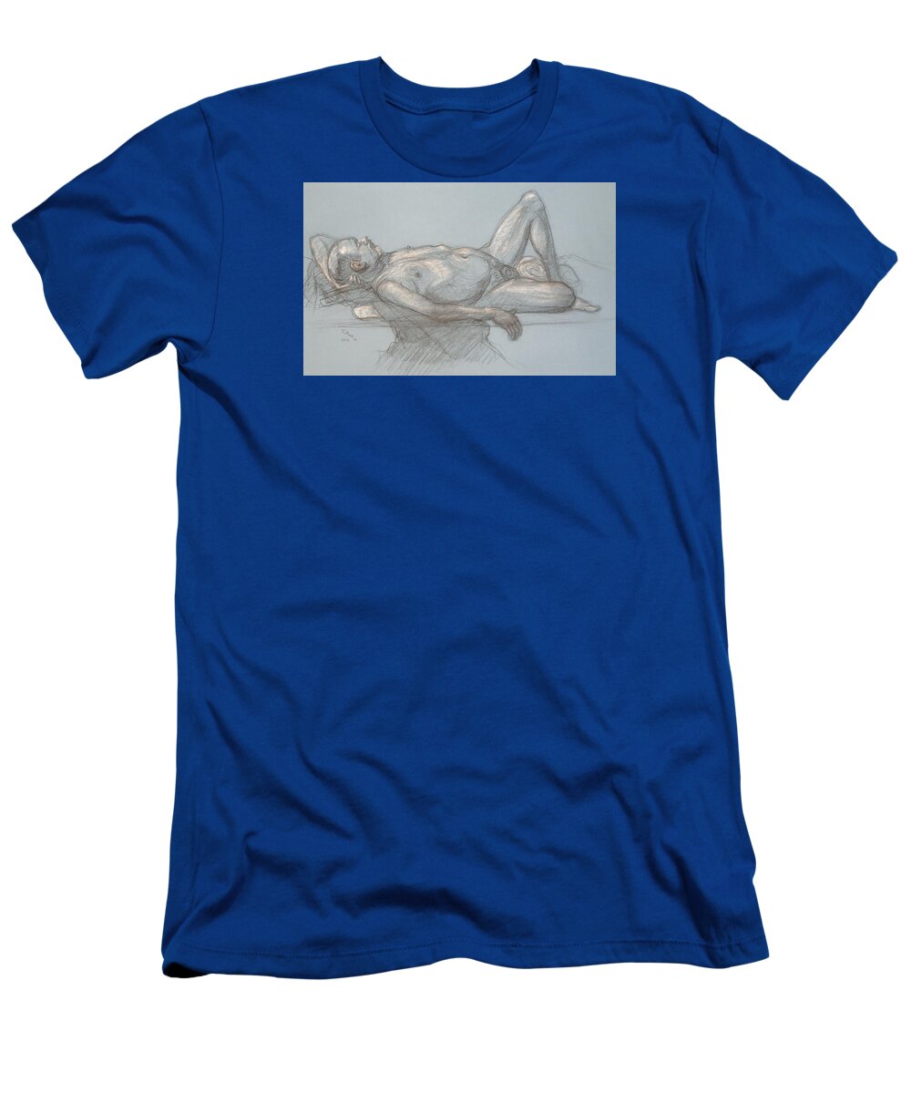 Realism T-Shirt featuring the drawing Joey Reclining #1 by Donelli DiMaria