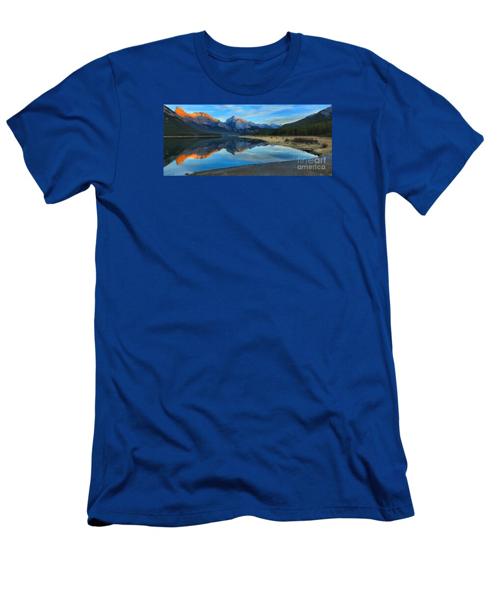 Spray Lake T-Shirt featuring the photograph Kananaskis Sunkissed Mountains by Adam Jewell