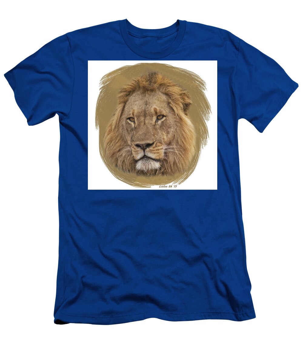 African Lion T-Shirt featuring the digital art King Of Beasts 6 by Larry Linton