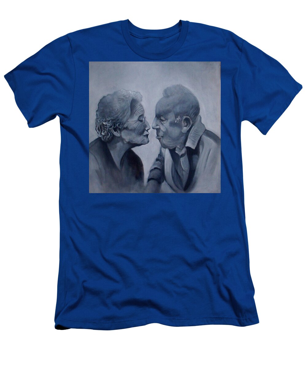 Old T-Shirt featuring the painting Kiss by Paul Weerasekera