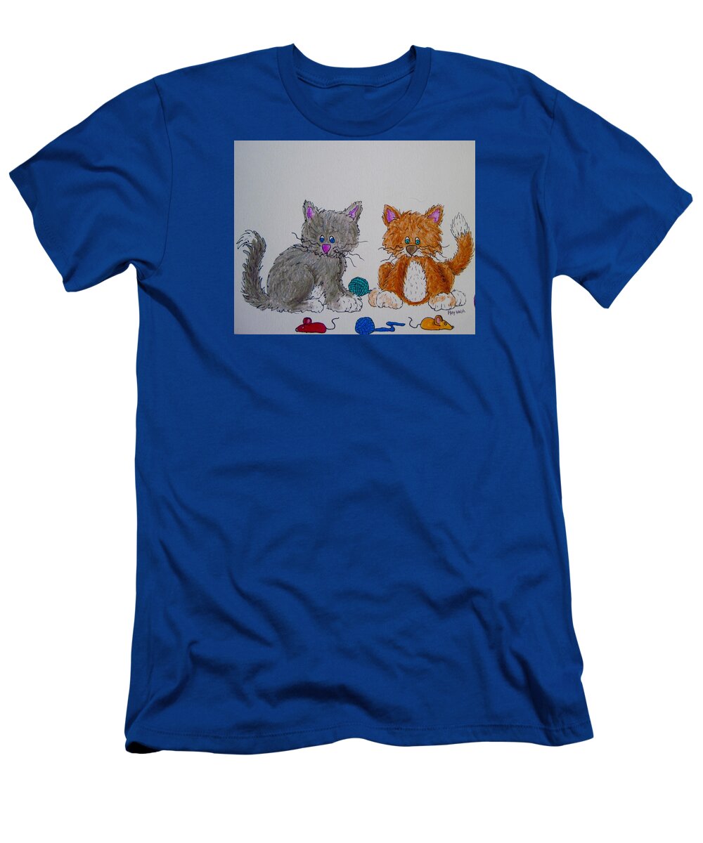 Cats T-Shirt featuring the drawing Kitt and Katt by Megan Walsh