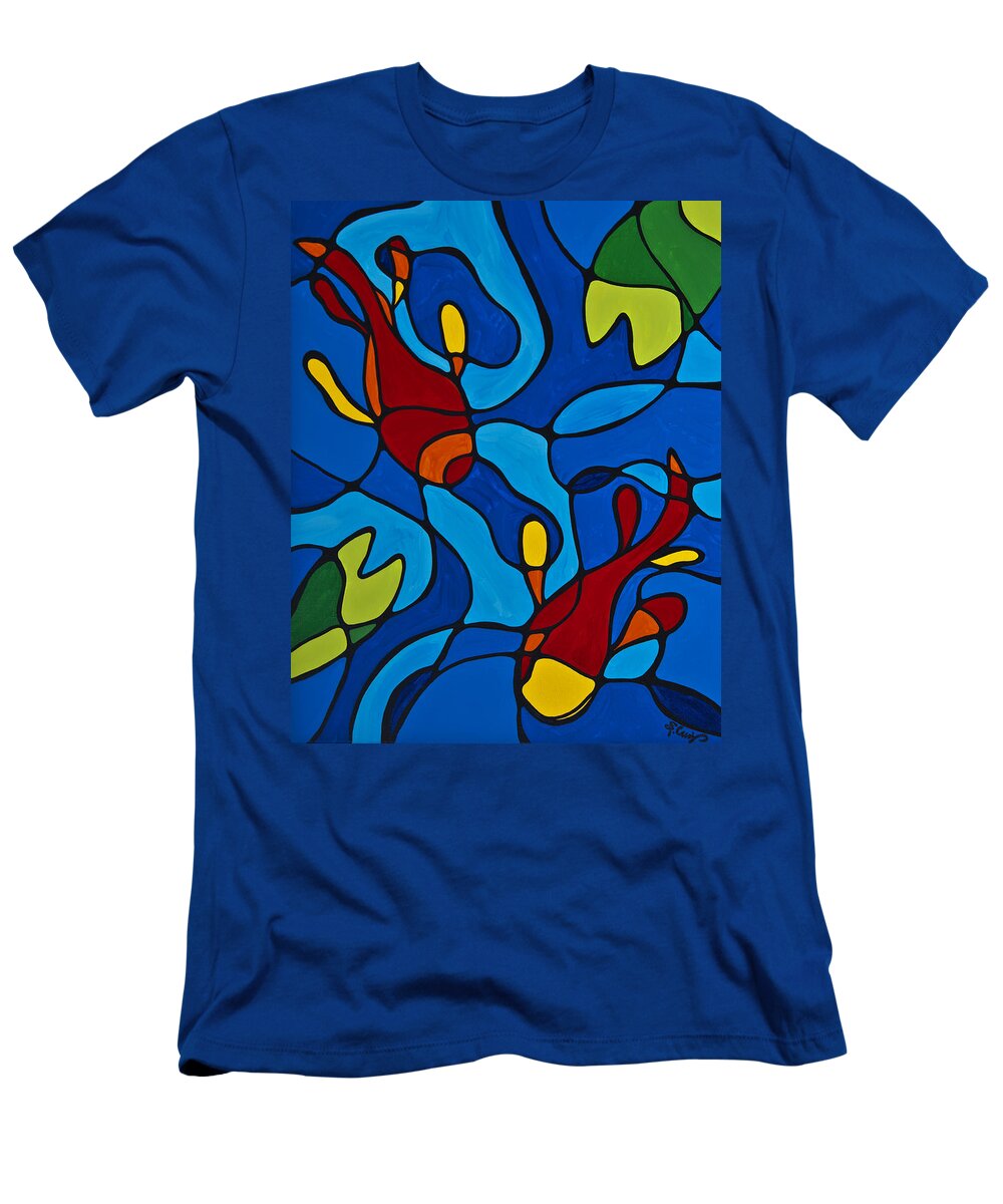 Koi T-Shirt featuring the painting Koi Fish by Sharon Cummings