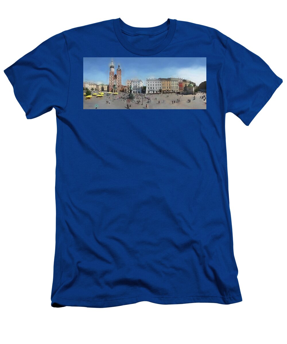 Panorama T-Shirt featuring the photograph Krakow, Town Square by Aleksander Rotner