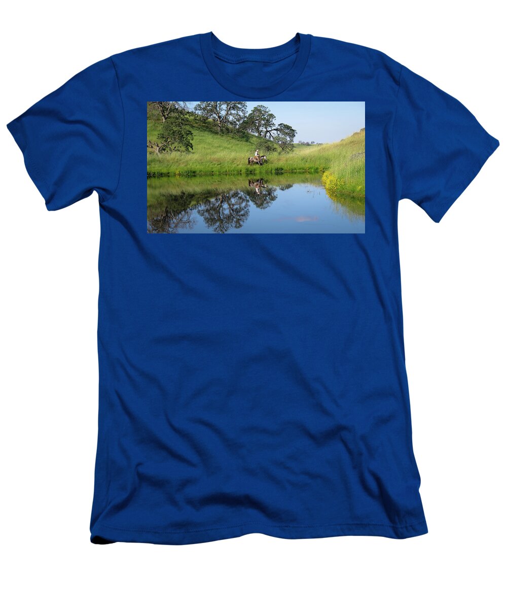 Cattle T-Shirt featuring the photograph Lake Front Property by Diane Bohna