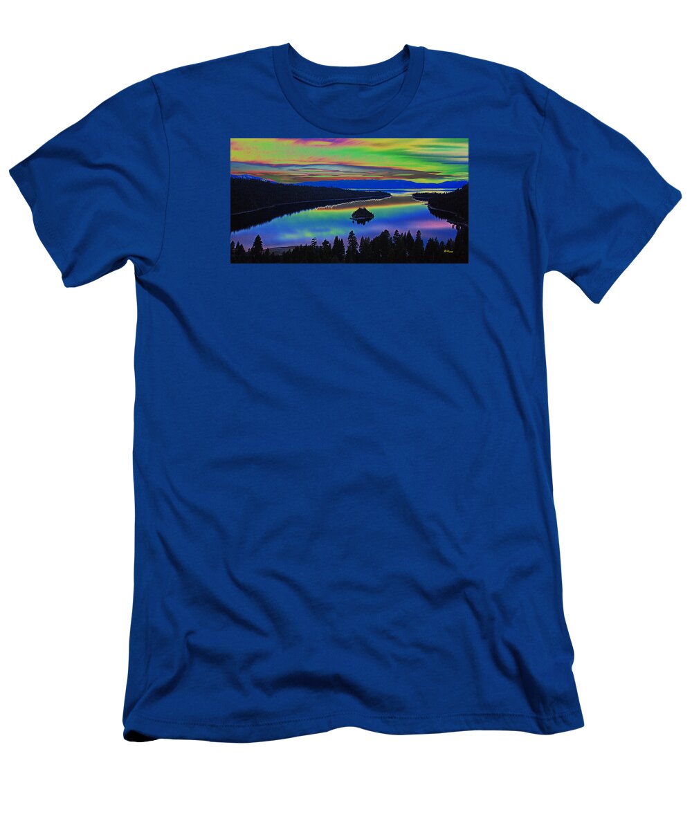 Water T-Shirt featuring the digital art Lake Sunset by Gregory Murray