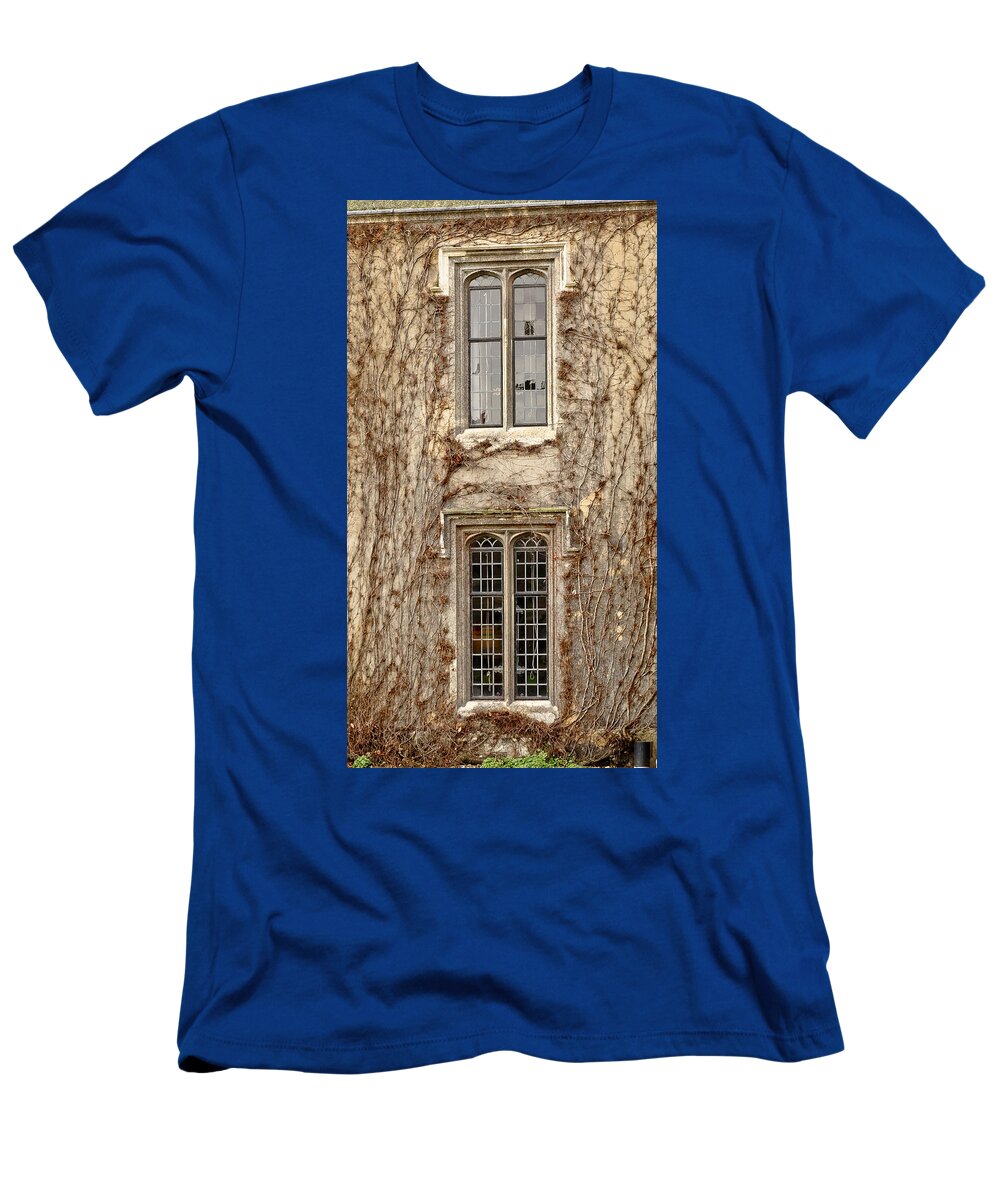 Winter T-Shirt featuring the photograph Lancet windows and climbers around them. Winter time. by Elena Perelman