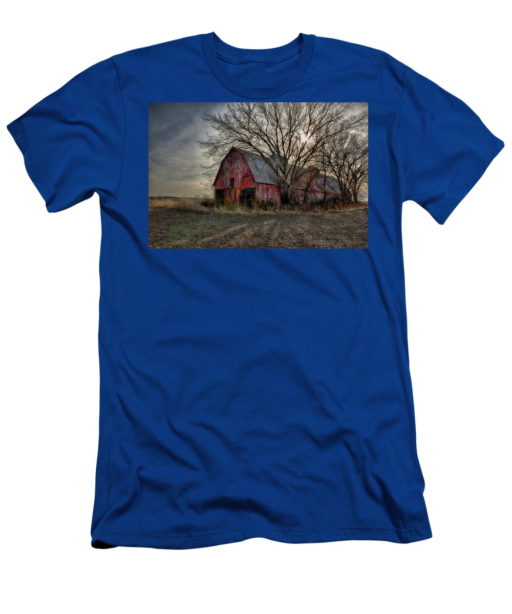 Barn T-Shirt featuring the photograph Large Old Barn in Missouri by Donna Caplinger