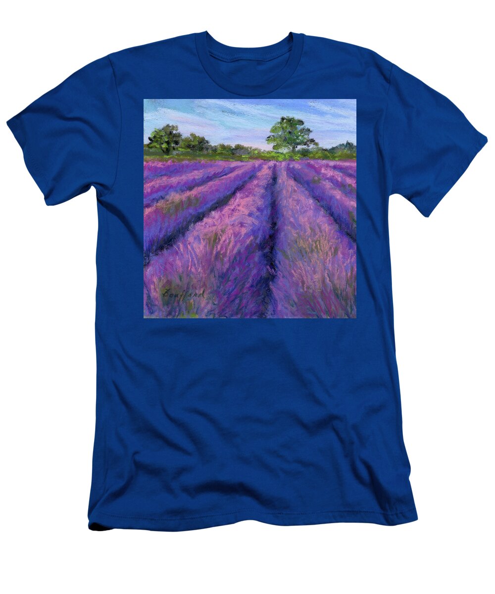 Lavender T-Shirt featuring the pastel Lavender Field by Vikki Bouffard