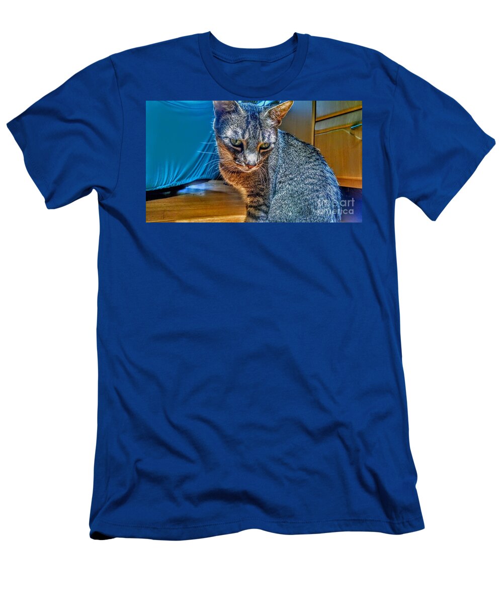 Cat T-Shirt featuring the photograph Le Chat Bleu by Christopher Lotito