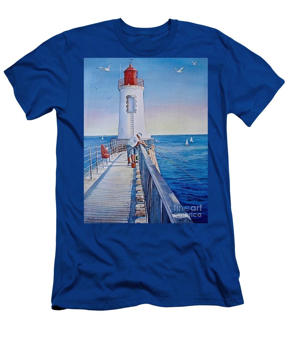 Watercolor T-Shirt featuring the painting Le Port - 14h - Sables d' Olonne - France by Francoise Chauray