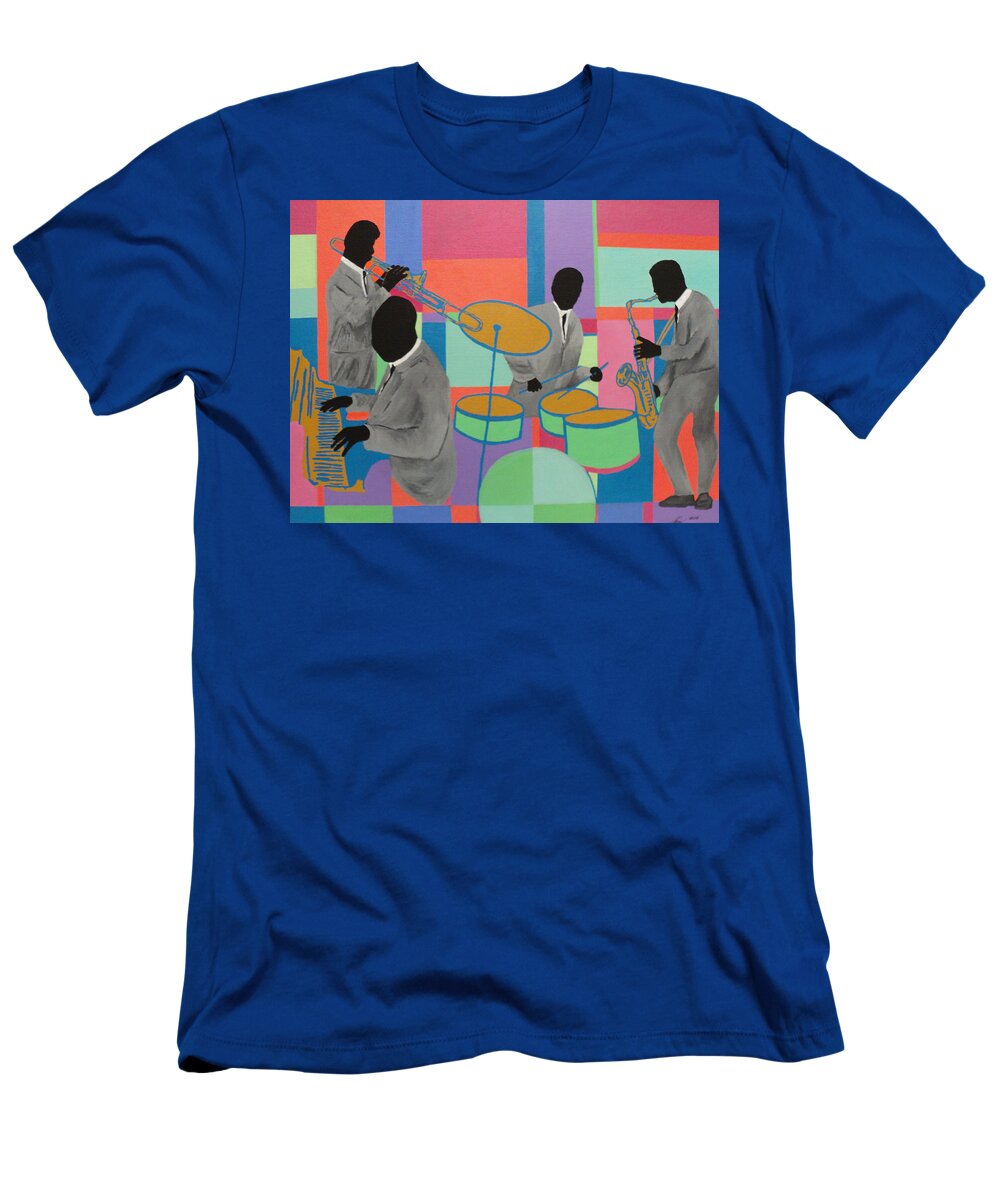 Abstract T-Shirt featuring the painting Let The Band Play by Angelo Thomas