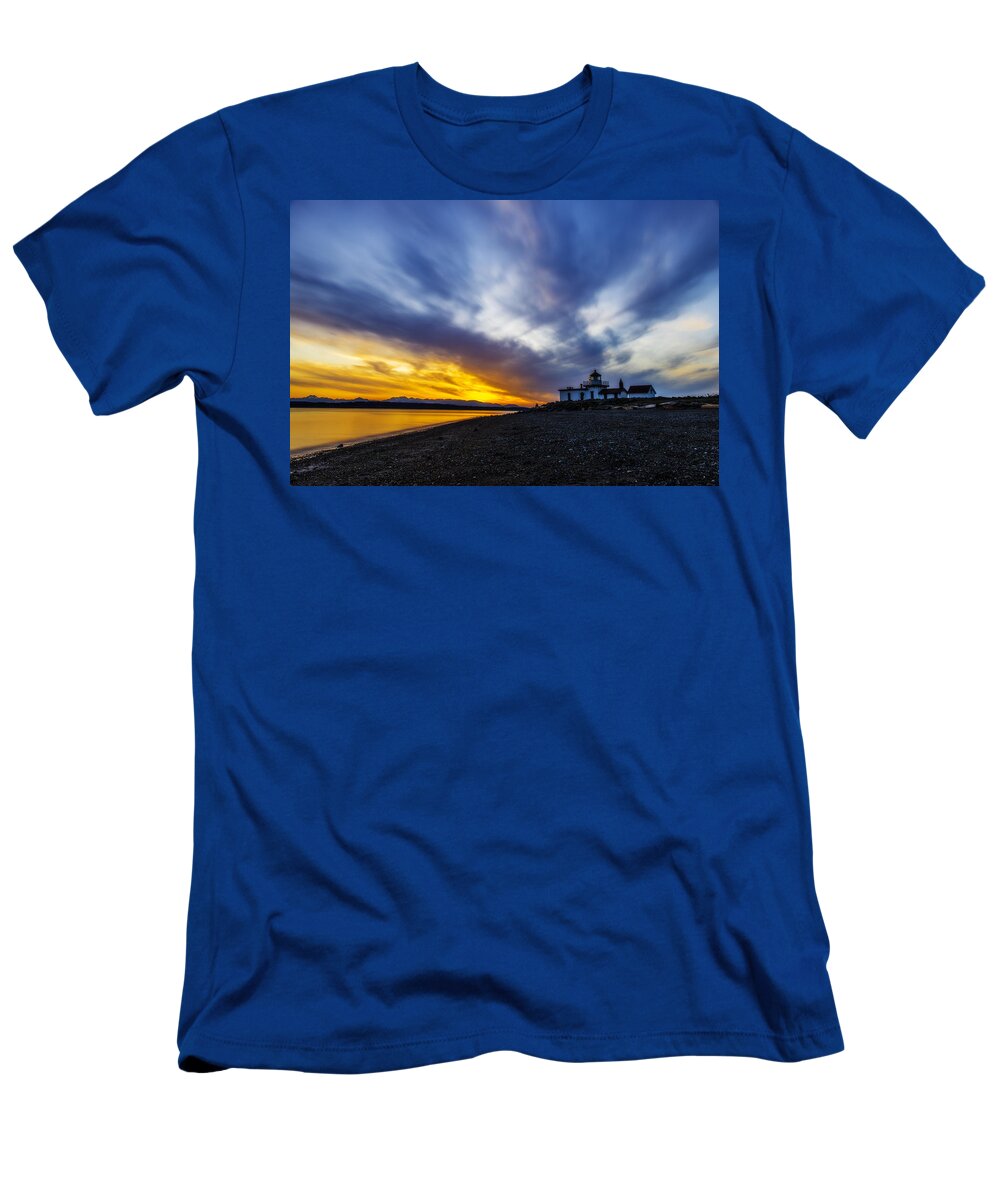 Outdoor T-Shirt featuring the photograph Lighthouse Sunset by Pelo Blanco Photo