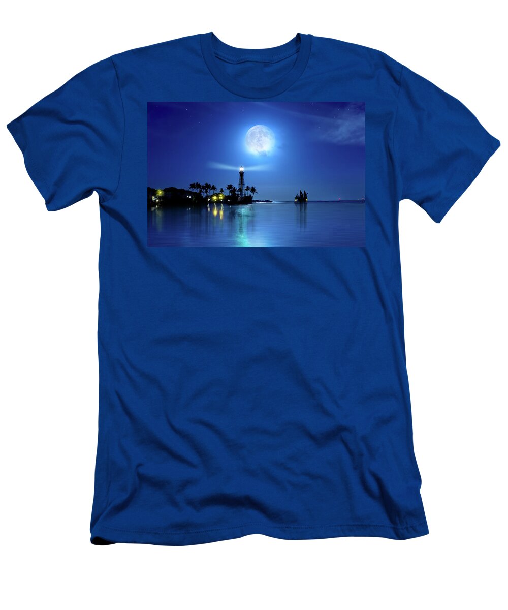 Lighthouse T-Shirt featuring the photograph Lighting the Lighthouse by Mark Andrew Thomas