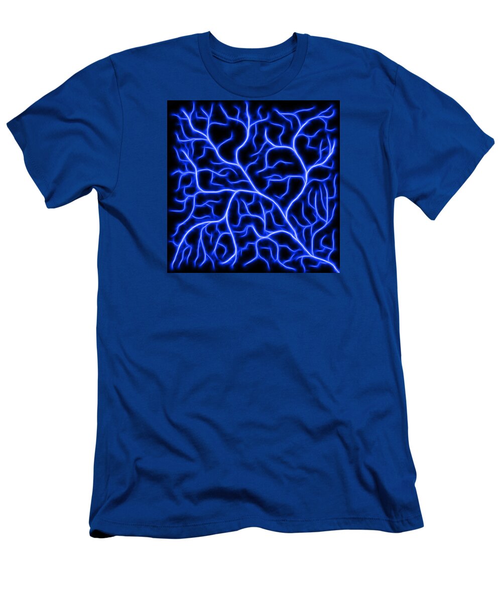 Lightning T-Shirt featuring the digital art Lightning - Blue by Shane Bechler
