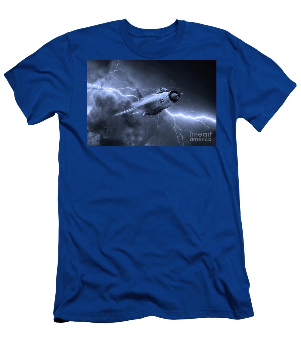 Lightning T-Shirt featuring the digital art Lightning Power - Mono by Airpower Art