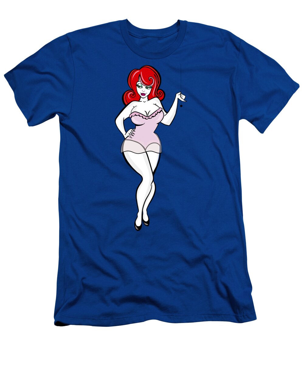 Bedtime T-Shirt featuring the painting Lights-Out Redhead by Little Bunny Sunshine