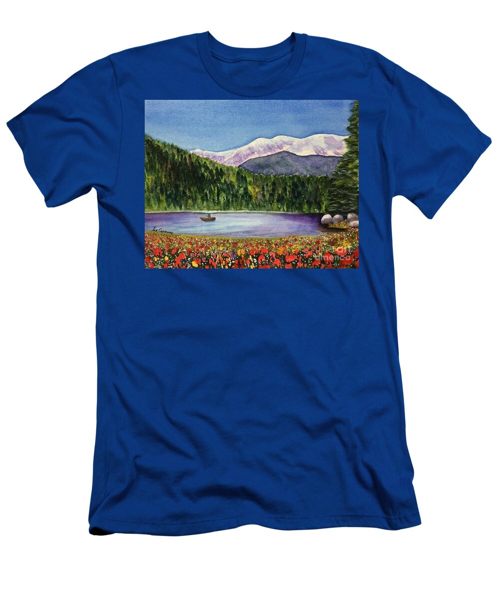 Mountains T-Shirt featuring the painting Little Bit of Paradise by Sue Carmony