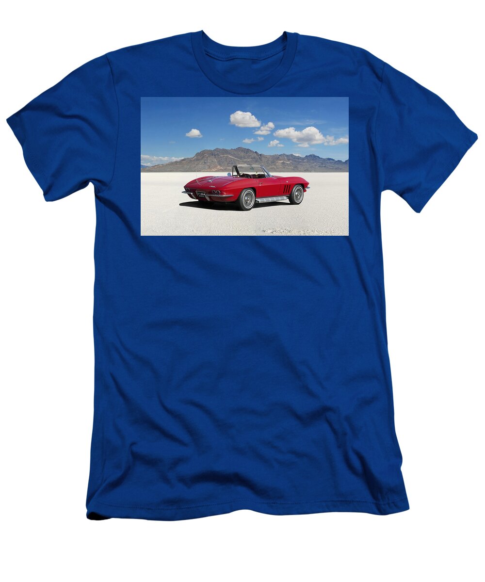 Chevrolet T-Shirt featuring the digital art Little Red Corvette by Peter Chilelli