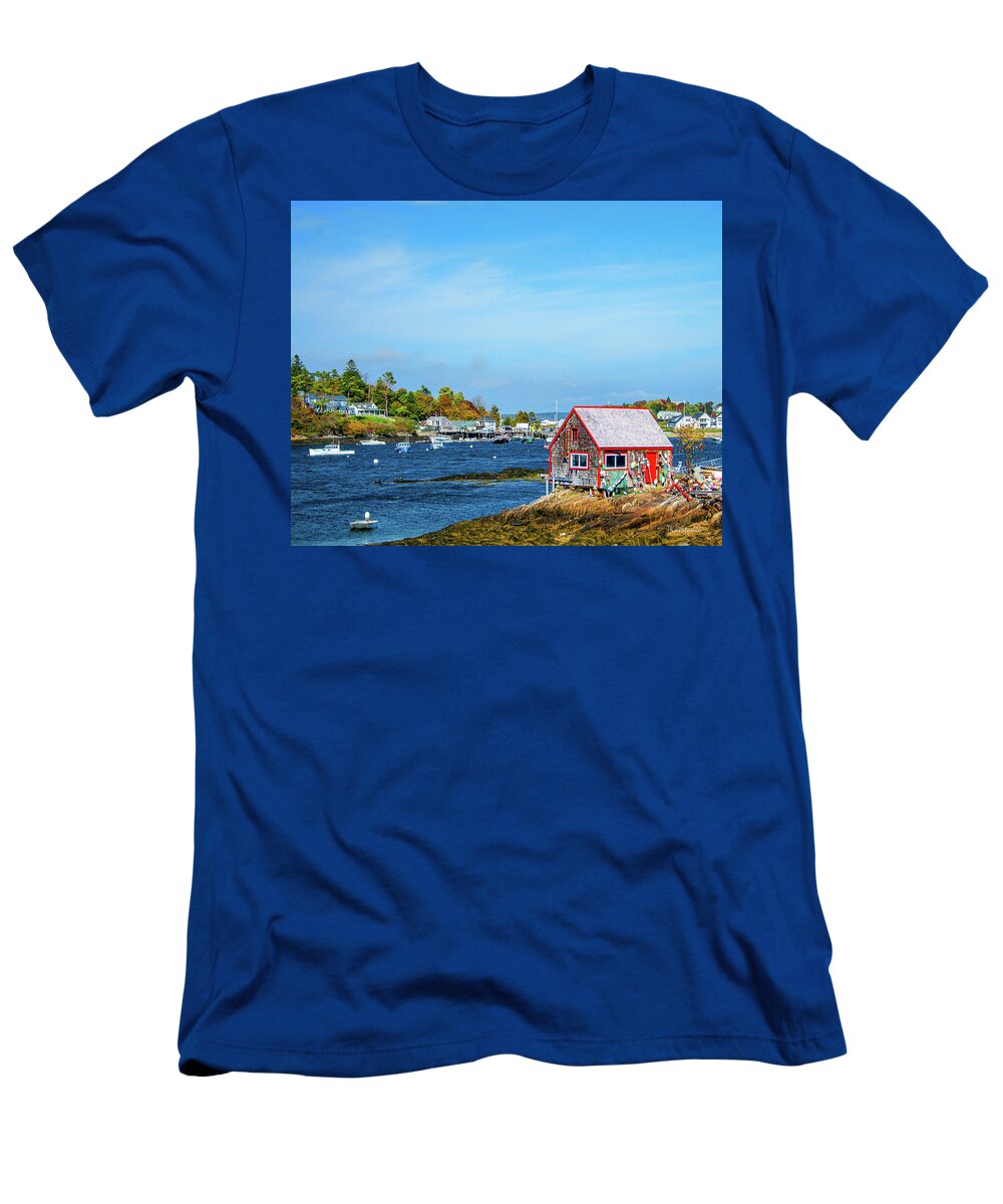 Orr's Island T-Shirt featuring the photograph Lobstermen's Shack by Tim Kathka