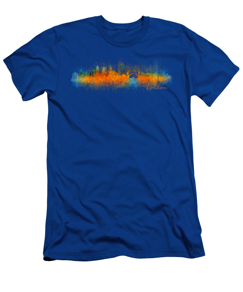 London T-Shirt featuring the painting London City Skyline HQ v3 by HQ Photo
